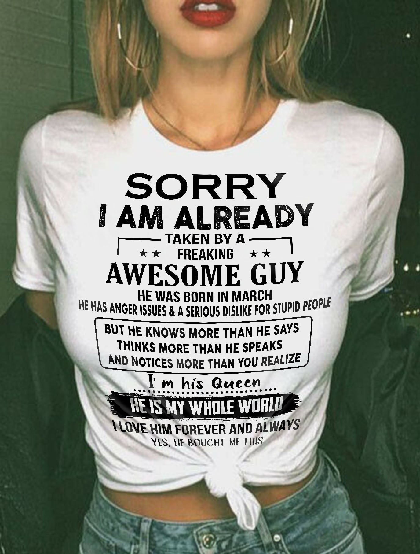 March - Awesome Boyfriend Born In March- Special gift for your Girlfriend - From Husband TLEE03 (SKUT08-11-03)