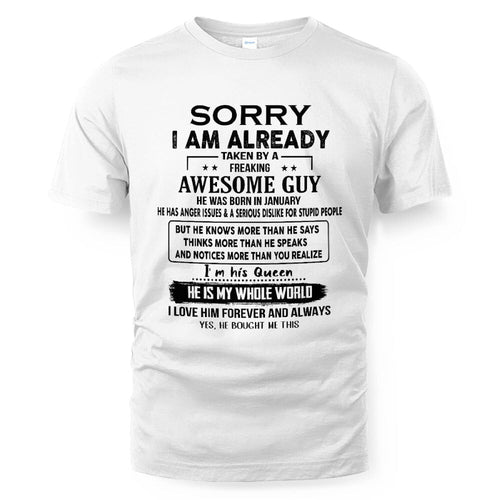 January - Awesome Boyfriend Born In January- Special gift for your Girlfriend - From Husband TLEE01 (SKUT08-11-01)