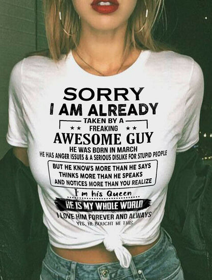 March - Awesome Boyfriend Born In March- Special gift for your Girlfriend - From Husband TLEE03 (SKUT08-11-03)