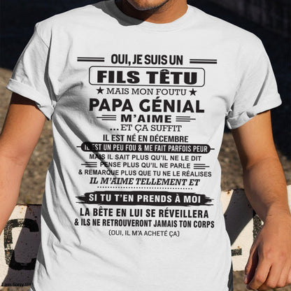 DÉCEMBRE - Oui, je suis un garçon têtu – T-shirt | Cadeau d’anniversaire de papa pour son fils - TLEE12 / fr12 (SKU12-260-12)
