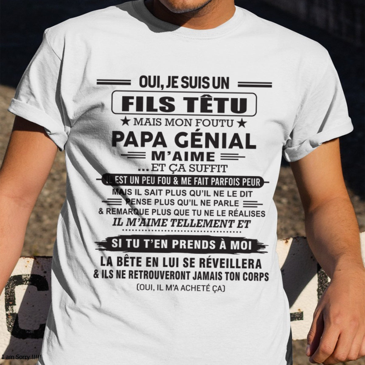 Oui, je suis un garçon têtu – T-shirt | Cadeau d’anniversaire de papa pour son fils - TLEE00 / fr00 (SKU12-260-00)