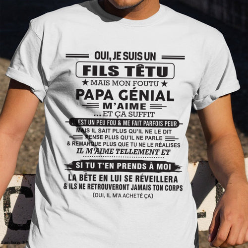 Oui, je suis un garçon têtu – T-shirt | Cadeau d’anniversaire de papa pour son fils - TLEE00 / fr00 (SKU12-260-00)