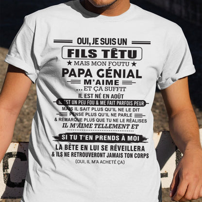 AOÛT - Oui, je suis un garçon têtu – T-shirt | Cadeau d’anniversaire de papa pour son fils - TLEE08 / fr08 (SKU12-260-08)
