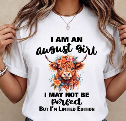 AUGUST GIRL FLORAL HIGHLAND COW TEE - FOR WOMEN - TLEE08 (SKU2607-278-08)