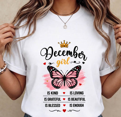 DECEMBER GIRL BUTTERFLY SHIRT - FOR WOMEN - TLEE12 (SKU2608-593-12)