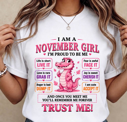 NOVEMBER GIRL CUTE ALLIGATOR TEE - FOR WOMEN - TLEE11 (SKU2607-236-11)