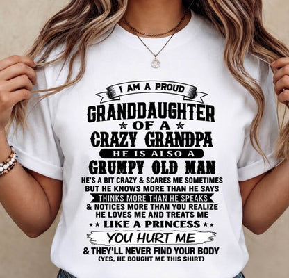PROUD GRANDDAUGHTER OF A CRAZY GRANDPA - FROM GRANDPA - TLEE00 (SKU2607-114-00)