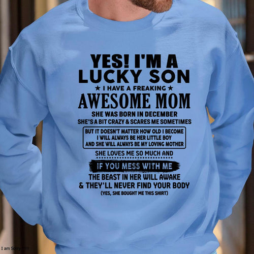 December - I am Lucky Son - Gift For Son From Mom - TLEE12 - (SKU-T1206LMS-12)