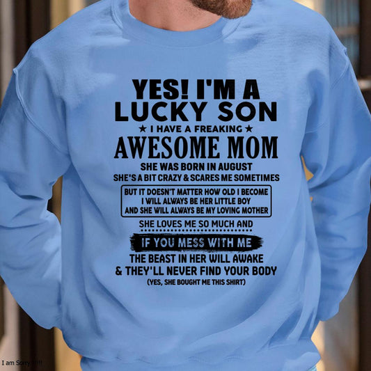 August - I am Lucky Son - Gift For Son From Mom - TLEE08 - (SKU-T1206LMS-08)