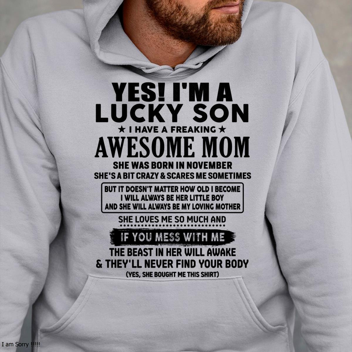 November - I am Lucky Son - Gift For Son From Mom - TLEE11 - (SKU-T1206LMS-11)