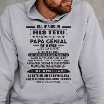 AOÛT - Oui, je suis un garçon têtu – T-shirt | Cadeau d’anniversaire de papa pour son fils - TLEE08 / fr08 (SKU12-260-08)