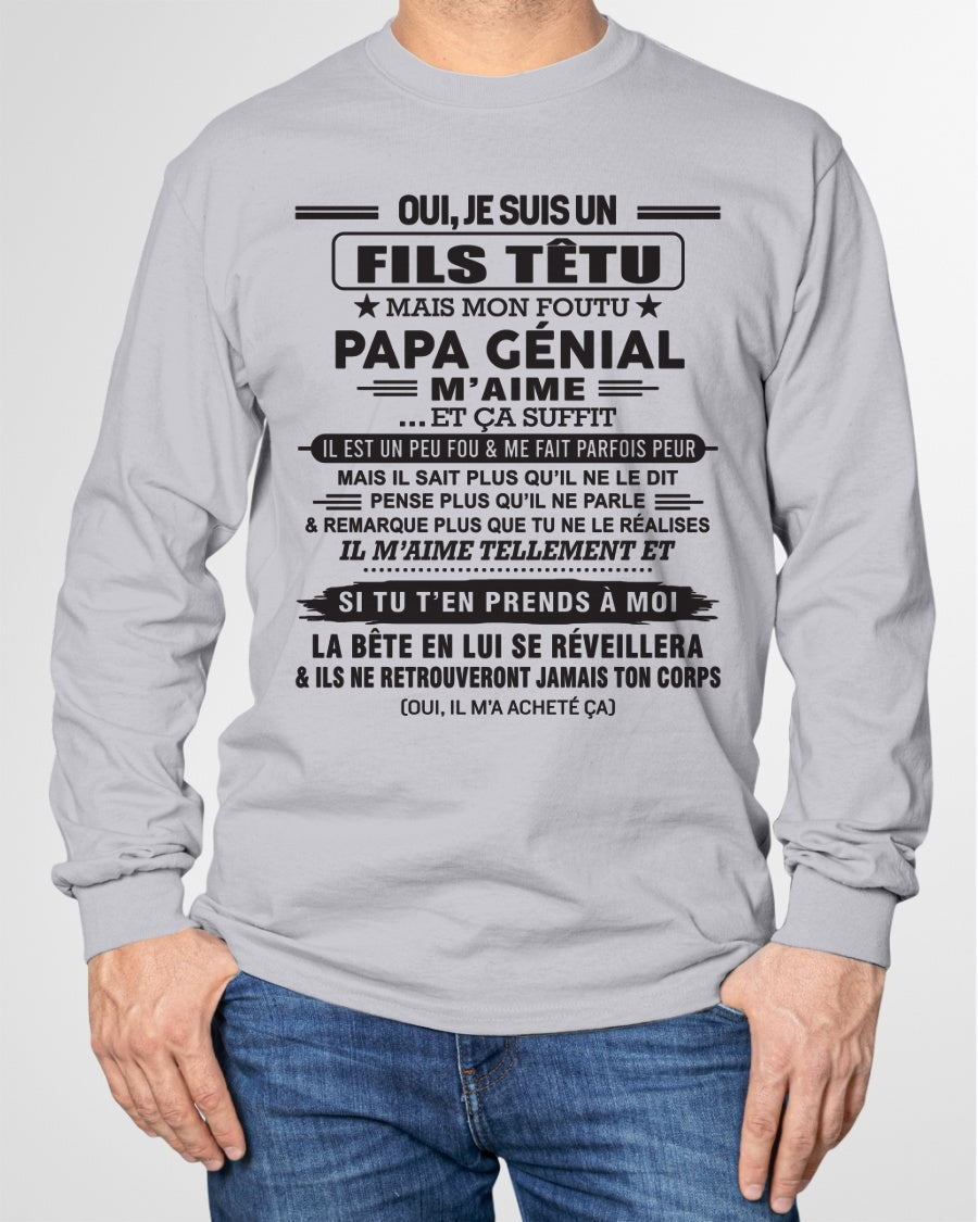 Oui, je suis un garçon têtu – T-shirt | Cadeau d’anniversaire de papa pour son fils - TLEE00 / fr00 (SKU12-260-00)