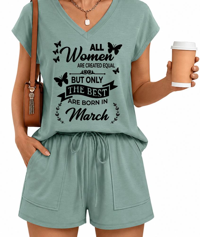 MARCH - V-NECK SHORT SET W02 -  FOR WOMEN - TLEE03 (SKU2607-124-03)