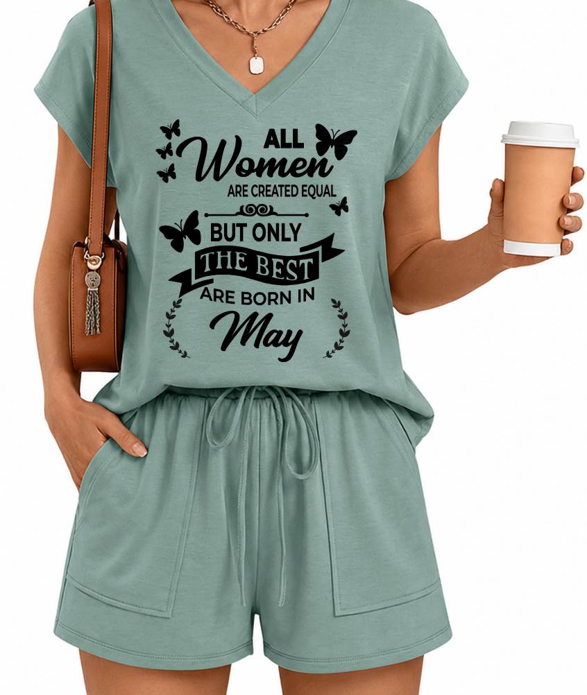 MAY - V-NECK SHORT SET W02 -  FOR WOMEN - TLEE05 (SKU2607-124-05)