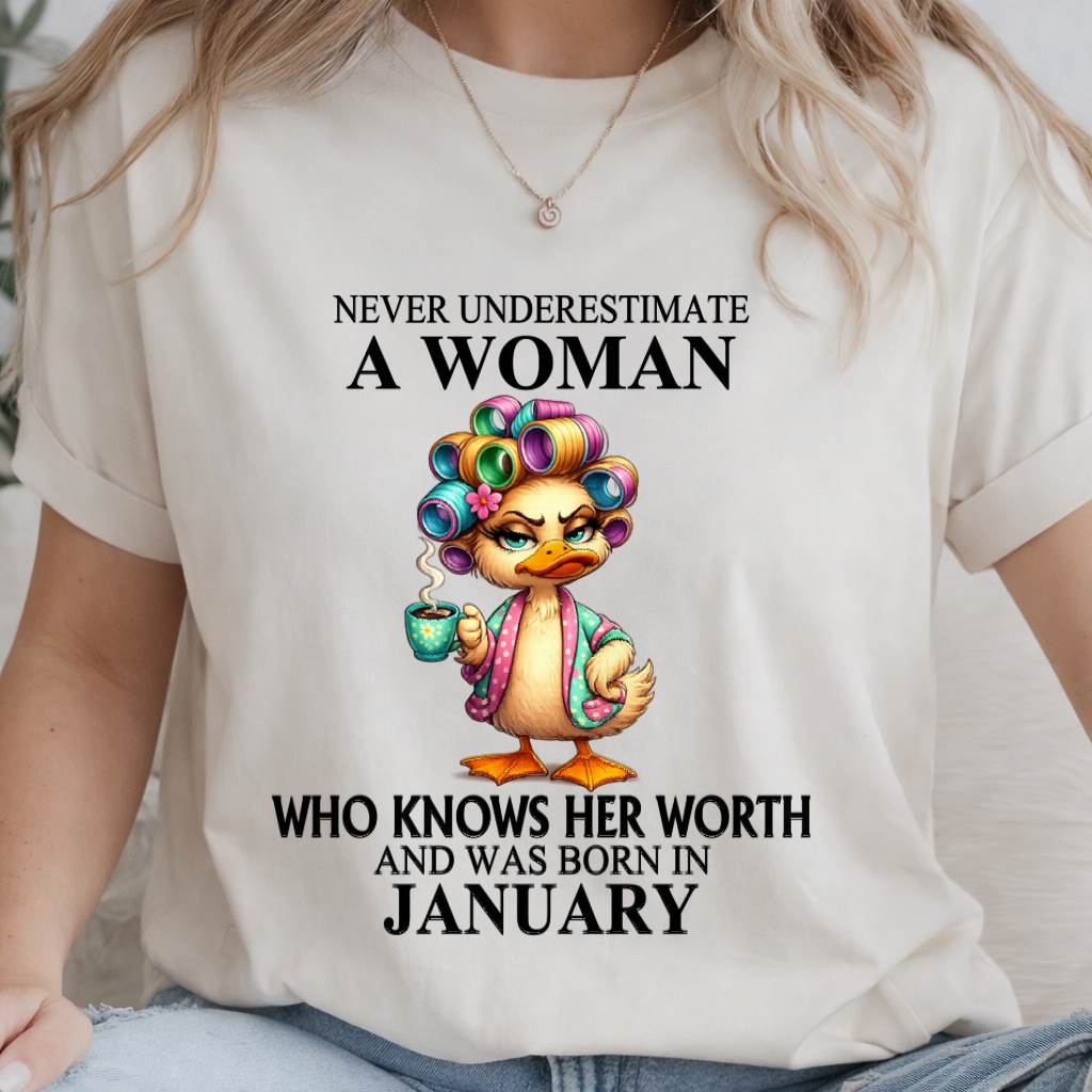 JANUARY – NEVER UNDERESTIMATE A WOMAN WHO KNOWS HER WORTH - FOR WOMEN - TLEE01 (SKU2604-56-01)