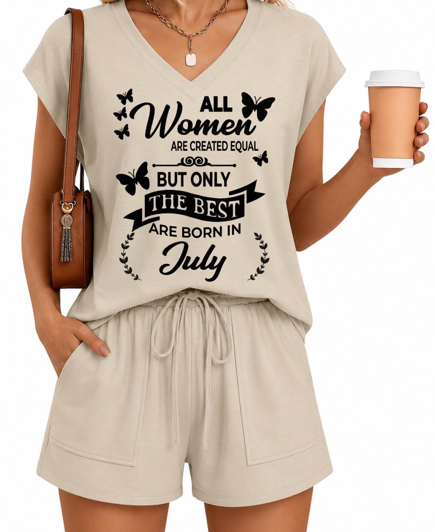 JULY - V-NECK SHORT SET W02 -  FOR WOMEN - TLEE07 (SKU2607-124-07)