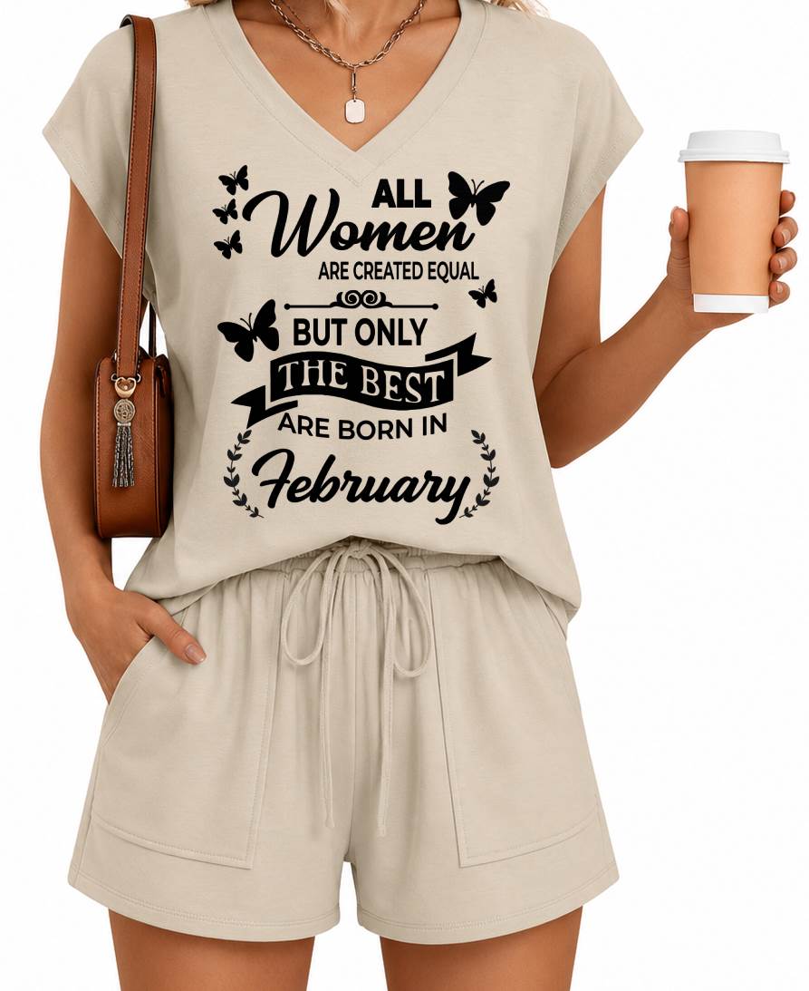 FEBRUARY - V-NECK SHORT SET W02 -  FOR WOMEN - TLEE02 (SKU2607-124-02)