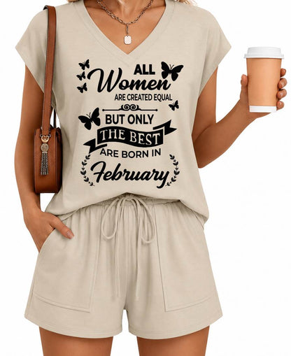 FEBRUARY - V-NECK SHORT SET W02 -  FOR WOMEN - TLEE02 (SKU2607-124-02)