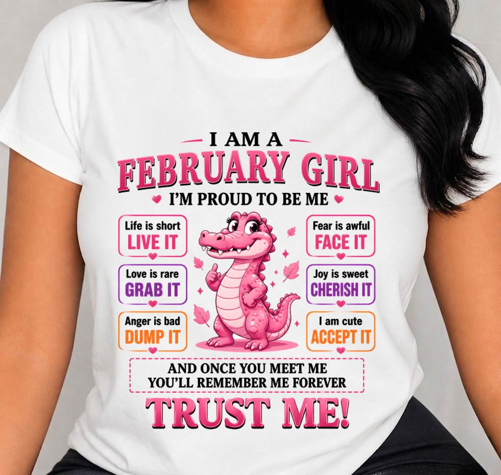 FEBRUARY GIRL CUTE ALLIGATOR TEE - FOR WOMEN - TLEE02 (SKU2607-236-02)