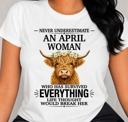 APRIL WOMAN HIGHLAND COW SHIRT - FOR WOMEN - TLEE04 (SKU2606-158-04)