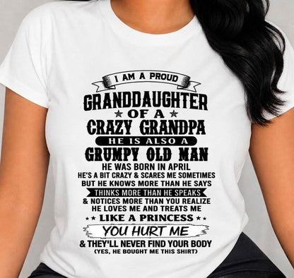 APRIL - PROUD GRANDDAUGHTER OF A CRAZY GRANDPA - FROM GRANDPA - TLEE04 (SKU2607-114-04)