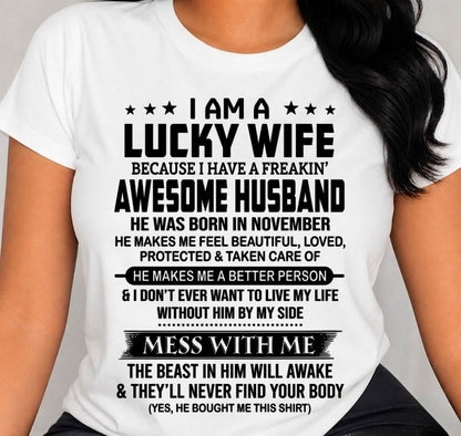 NOVEMBER BORN HUSBAND'S LUCKY WIFE - FROM HUSBAND - TLEE11 (SKU2605-97-11)