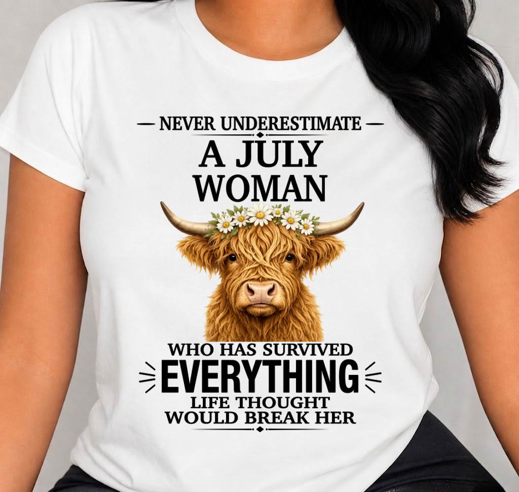 JULY WOMAN HIGHLAND COW SHIRT - FOR WOMEN - TLEE07 (SKU2606-158-07)