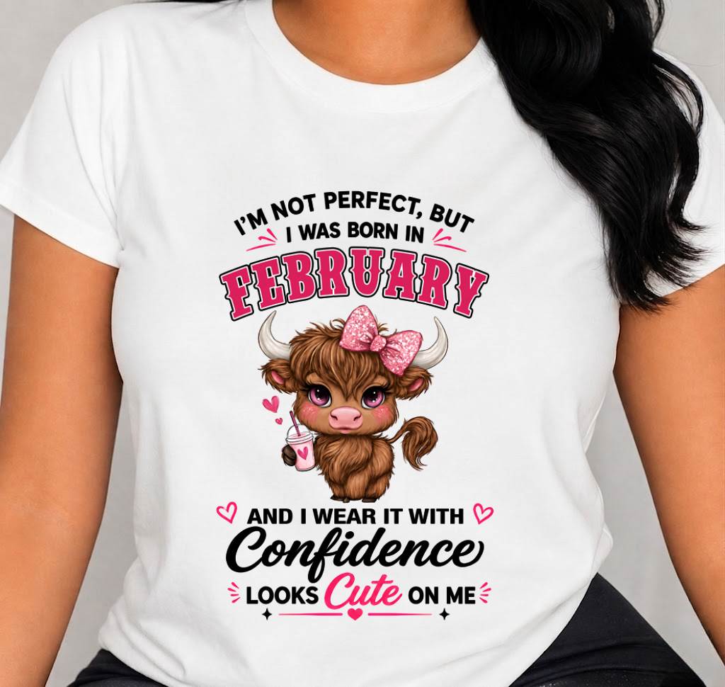 FEBRUARY BORN CONFIDENCE TEE - FOR WOMEN - TLEE02 (SKU2608-118-02)