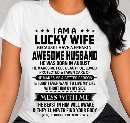 AUGUST BORN HUSBAND'S LUCKY WIFE - FROM HUSBAND - TLEE08 (SKU2605-97-08)