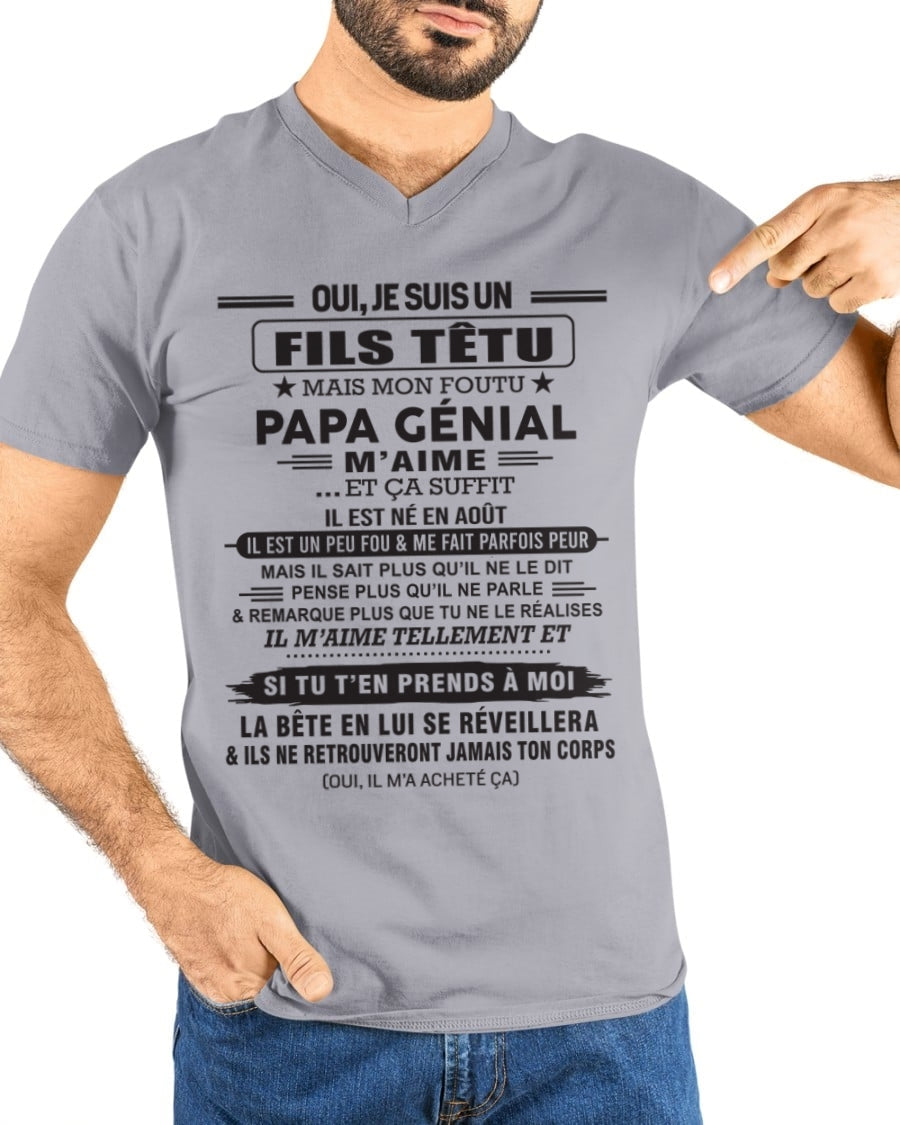 AOÛT - Oui, je suis un garçon têtu – T-shirt | Cadeau d’anniversaire de papa pour son fils - TLEE08 / fr08 (SKU12-260-08)