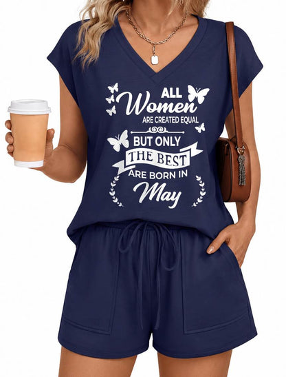 MAY - V-NECK SHORT SET W02 -  FOR WOMEN - TLEE05 (SKU2607-125-05)