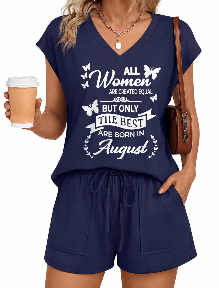 AUGUST - V-NECK SHORT SET W02 -  FOR WOMEN - TLEE08 (SKU2607-125-08)