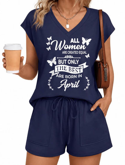 APRIL - V-NECK SHORT SET W02 -  FOR WOMEN - TLEE04 (SKU2607-125-04)