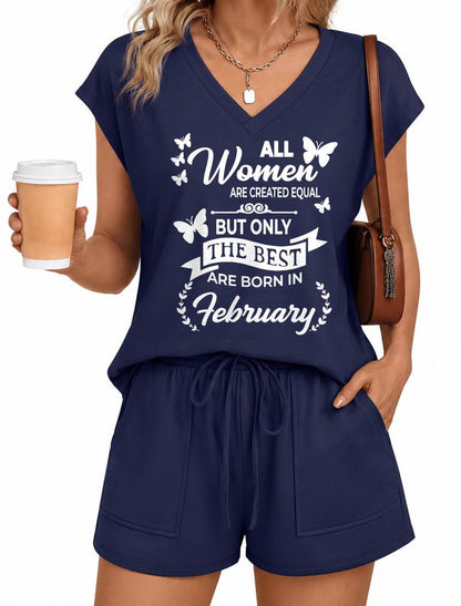 FEBRUARY - V-NECK SHORT SET W02 -  FOR WOMEN - TLEE02 (SKU2607-125-02)