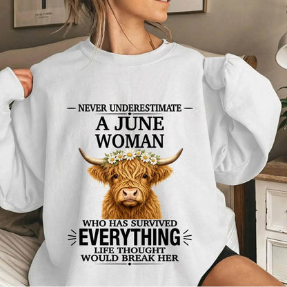 JUNE WOMAN HIGHLAND COW SHIRT - FOR WOMEN - TLEE06 (SKU2606-158-06)