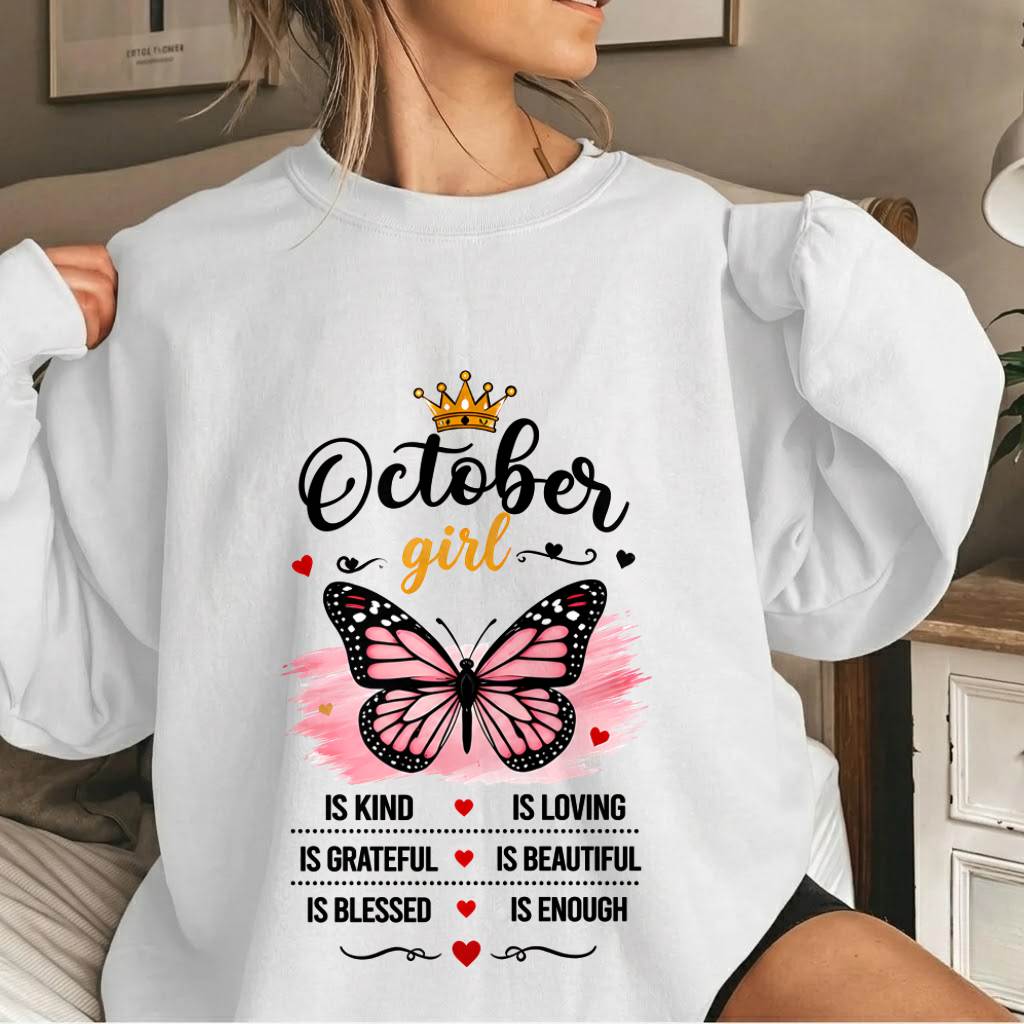 OCTOBER GIRL BUTTERFLY SHIRT - FOR WOMEN - TLEE10 (SKU2608-593-10)