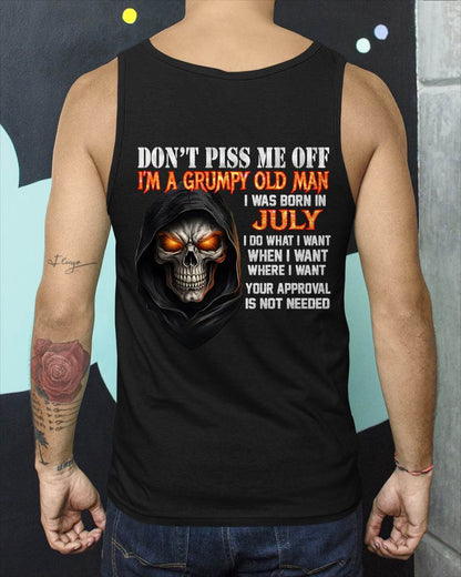 JULY BORN GRUMPY OLD MAN SKULL T-SHIRT – FUNNY ATTITUDE SHIRT - FOR MAN - TLEE07 (SKU2603-323-07)