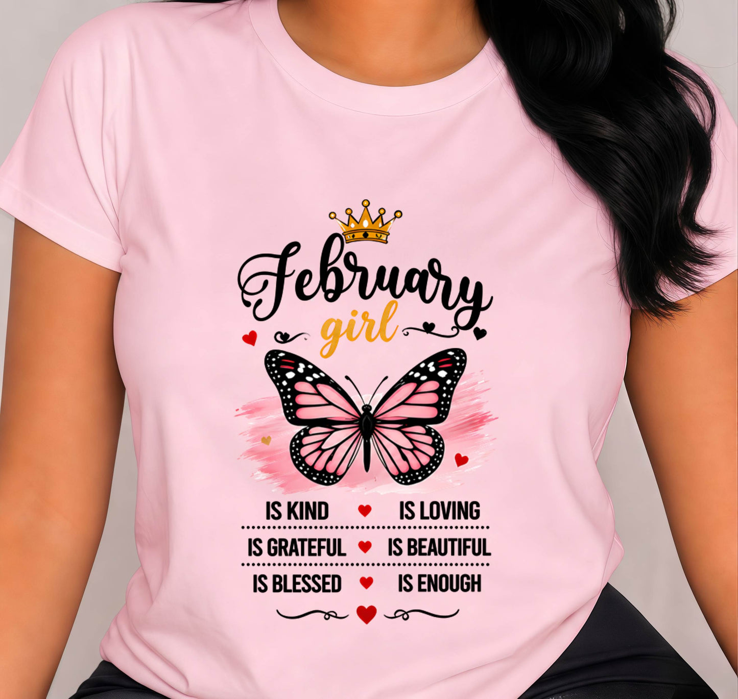 FEBRUARY GIRL BUTTERFLY SHIRT - FOR WOMEN - TLEE02 (SKU2608-593-02)