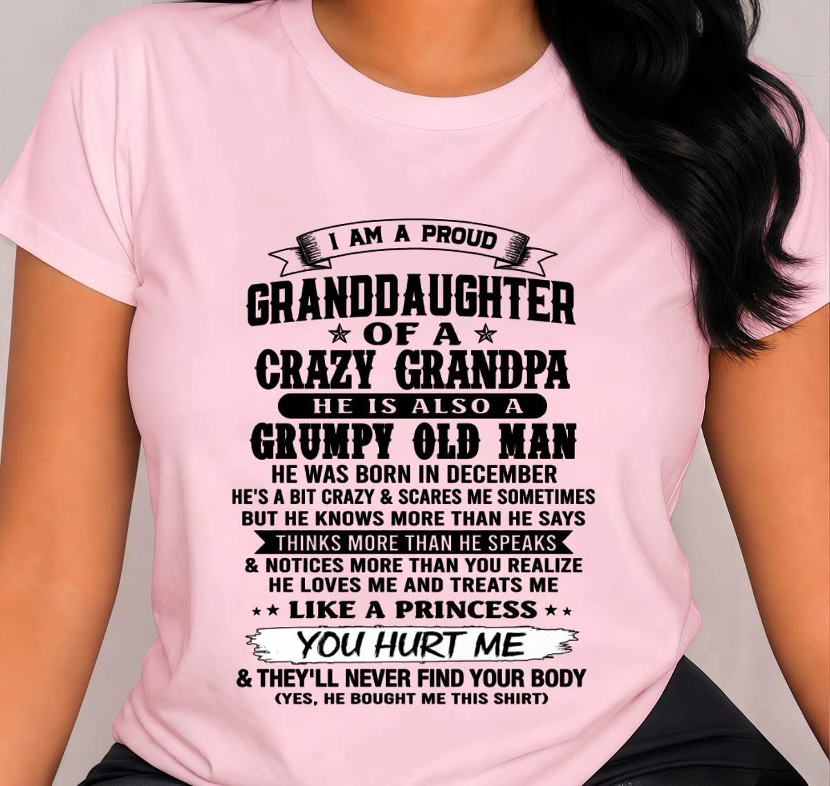 DECEMBER - PROUD GRANDDAUGHTER OF A CRAZY GRANDPA - FROM GRANDPA - TLEE12 (SKU2607-114-12)