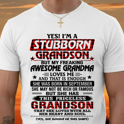 SEPTEMBER - STUBBORN GRANDSON GRANDMA SHIRT - FROM GRANDMA - TLEE09 (SKU2608-86-09)