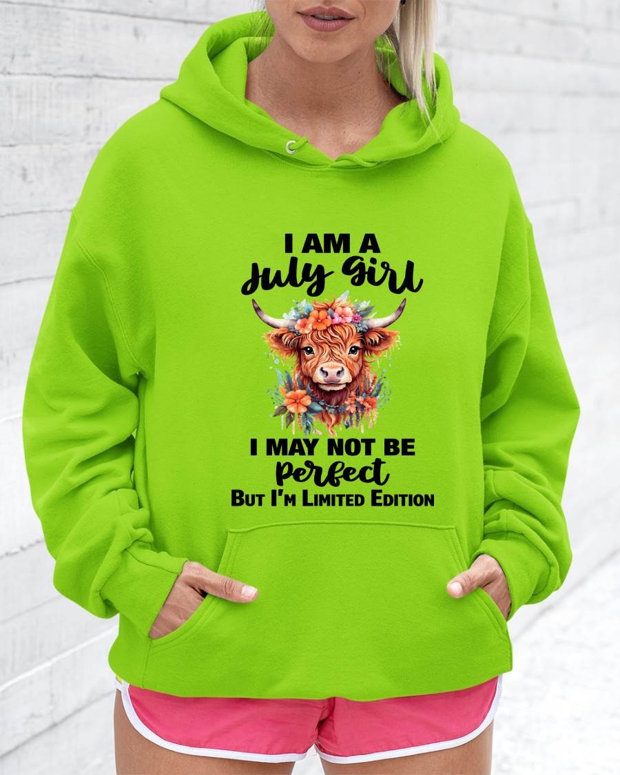 JULY GIRL FLORAL HIGHLAND COW TEE - FOR WOMEN - TLEE07 (SKU2607-278-07)
