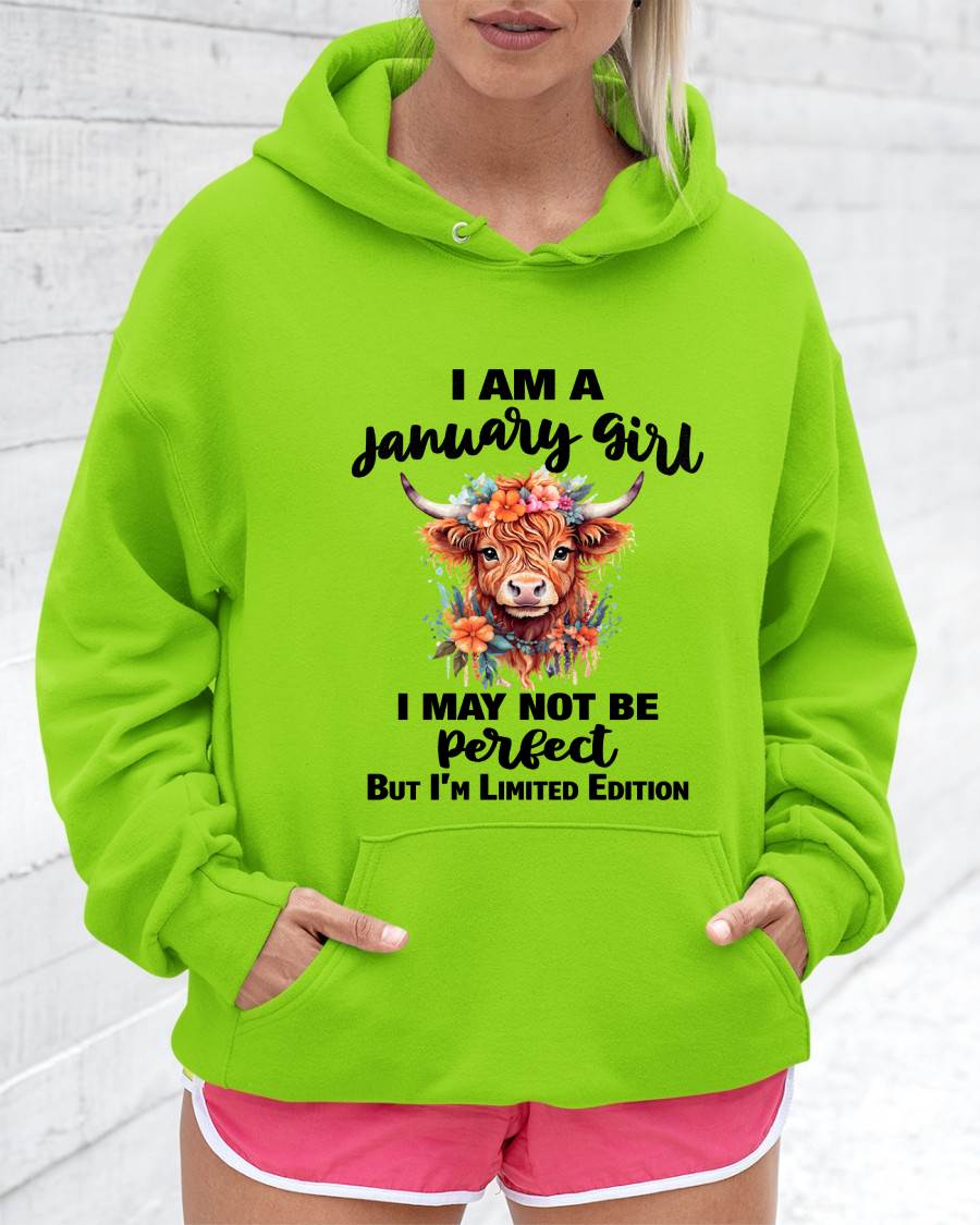 JANUARY GIRL FLORAL HIGHLAND COW TEE - FOR WOMEN - TLEE01 (SKU2607-278-01)