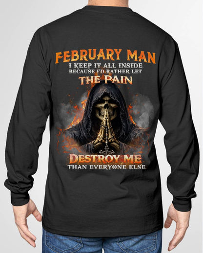 FEBRUARY MAN SKULL SHIRT – I KEEP IT ALL INSIDE DARK GOTHIC T-SHIRT - FOR MAN - TLEE02 (SKU2604-136-02)