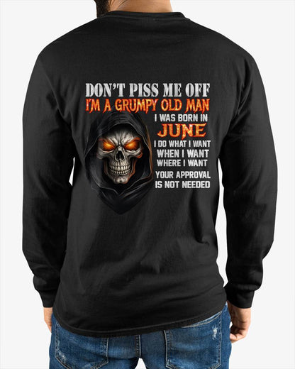 JUNE BORN GRUMPY OLD MAN SKULL T-SHIRT – FUNNY ATTITUDE SHIRT - FOR MAN - TLEE06 (SKU2603-323-06)