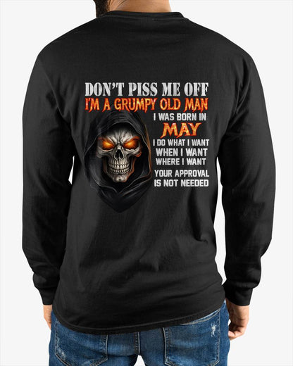 MAY BORN GRUMPY OLD MAN SKULL T-SHIRT – FUNNY ATTITUDE SHIRT - FOR MAN - TLEE05 (SKU2603-323-05)