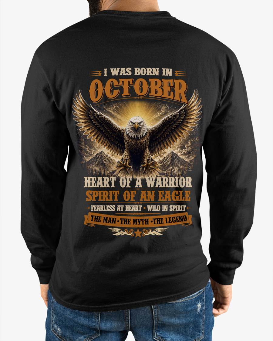 OCTOBER BORN WARRIOR EAGLE SHIRT DESIGN - FOR MAN - TLEE10 (SKU2605-225-10)