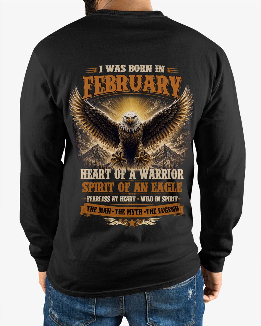 FEBRUARY BORN WARRIOR EAGLE SHIRT DESIGN - FOR MAN - TLEE02 (SKU2605-225-02)