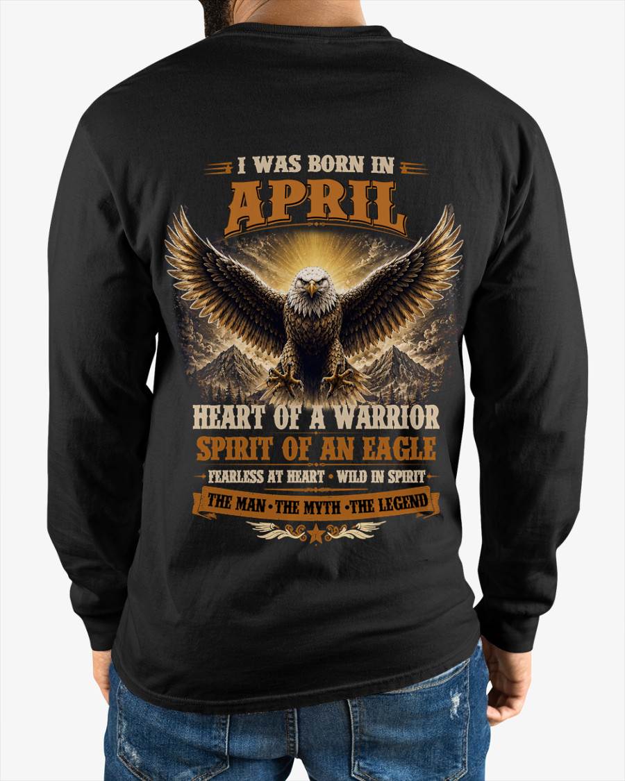 APRIL BORN WARRIOR EAGLE SHIRT DESIGN - FOR MAN - TLEE04 (SKU2605-225-04)