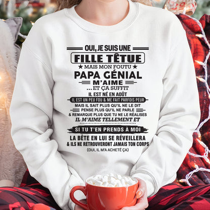 AOÛT - Oui, je suis une fille têtue – T-shirt | Cadeau d’anniversaire de papa pour sa fille - TLEE08 / fr08 (SKU12-214-08)