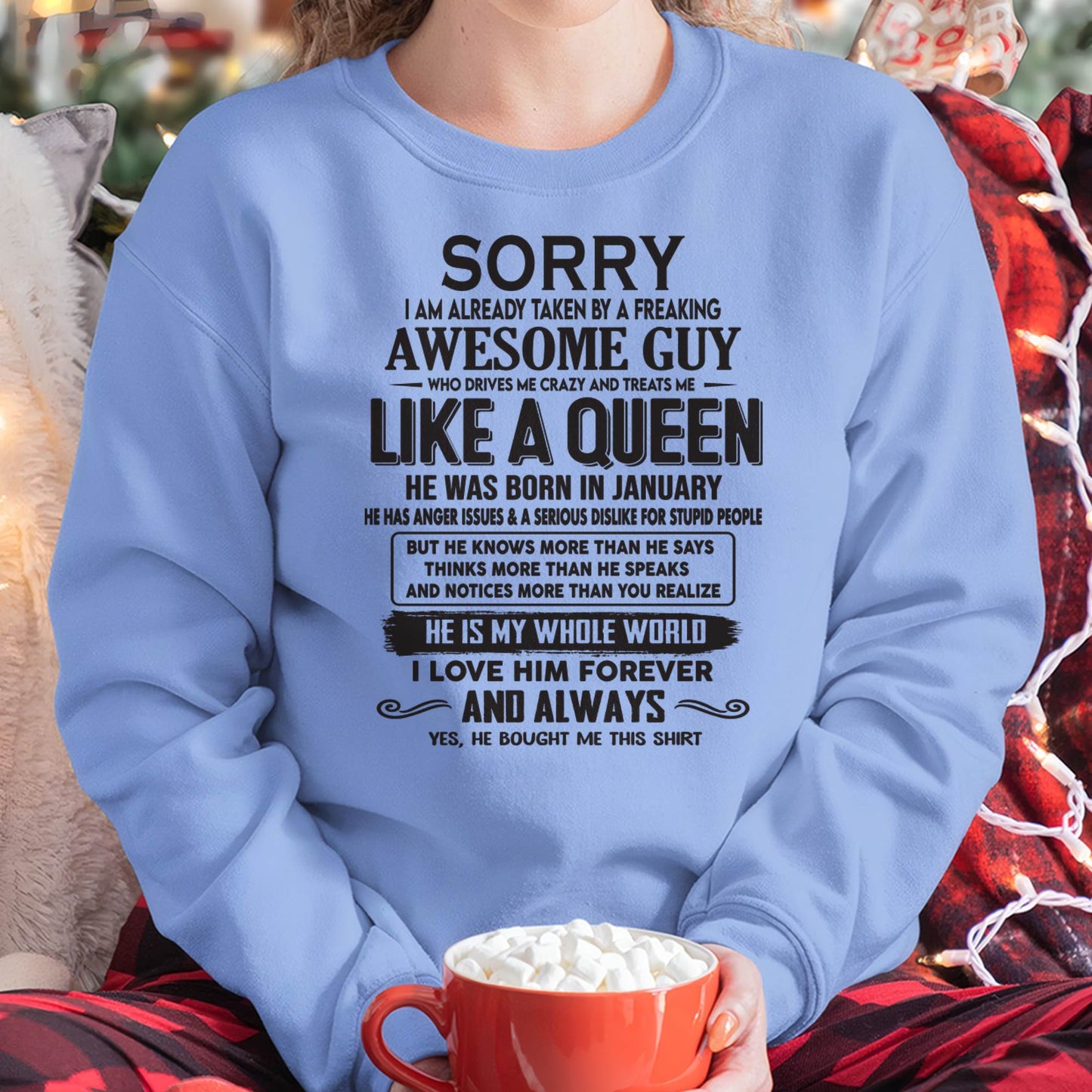 January - Sorry I am already taken by a freaking awesome guy - Gift for Wife From Husband - TLEE01 (SKU08-25-01)